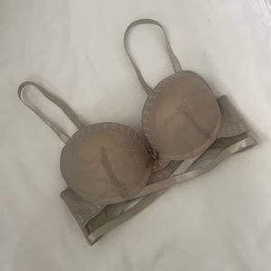 Gray Lace Detail Full Coverage Bra